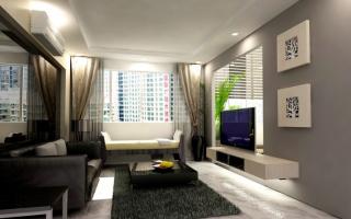Nelielas viesistabas interjera dizaina iezīmes Dzīvojamās istabas dizains ar sienu un dīvānu